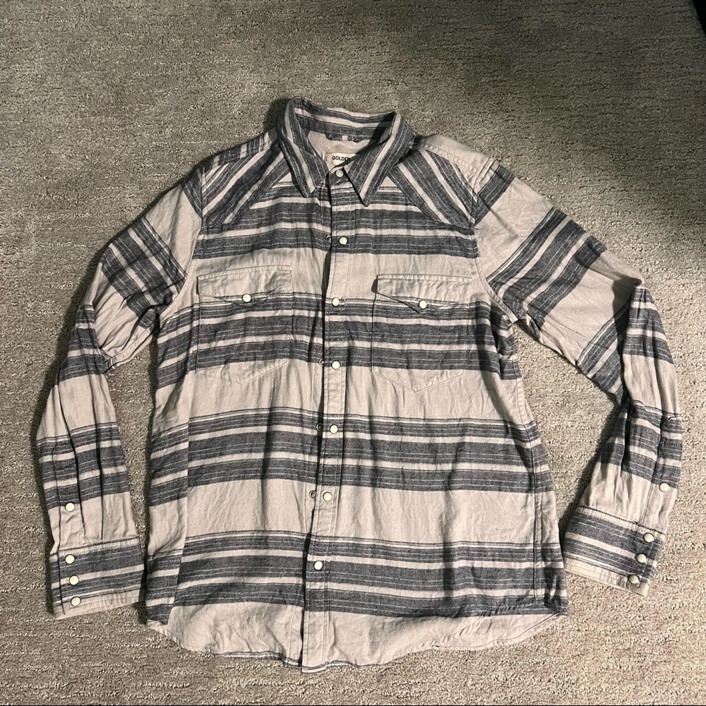 Golden by TNA blue-grey striped flannnel